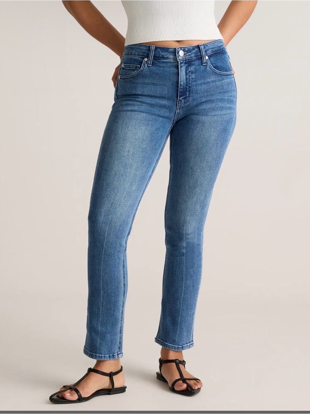 Quince Stretch Midrise Slim Straight Jeans 👖